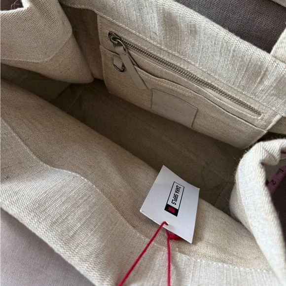 Zara Jute & Cotton Tote Bag Beige Red NWT Summer Chic - Picture 10 of 10